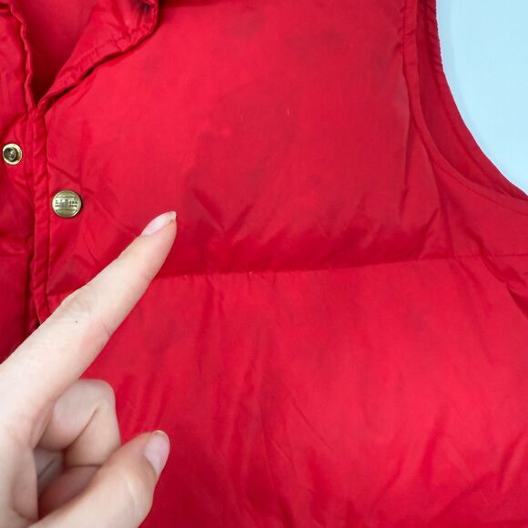 LL Bean Goose Down Quilted Puffer Vest Mens Large Snap Button Red Vintage 80s - Picture 3 of 13